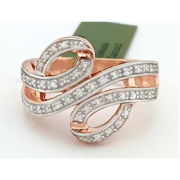Genuine 0.56 Cts Diamond Ladies Ring 14k Rose Gold Plated - Picture 1 of 4